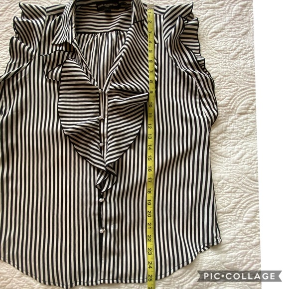 Karl Lagerfeld Oversized Ruffle Top with Cap Sleeves Size Small - Picture 12 of 15